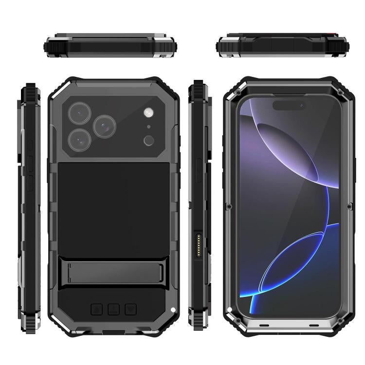 R-JUST Life Waterproof Dustproof Shockproof Holder Phone Case, For iPhone 18 Pro, For iPhone 18 Pro Max, For iPhone 17e / 16e, For iPhone 17 Pro Max, For iPhone 17 Pro, For iPhone 17, For iPhone 16 Pro Max, For iPhone 16 Plus