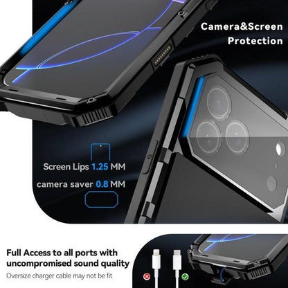 R-JUST Life Waterproof Dustproof Shockproof Holder Phone Case, For iPhone 18 Pro, For iPhone 18 Pro Max, For iPhone 17e / 16e, For iPhone 17 Pro Max, For iPhone 17 Pro, For iPhone 17, For iPhone 16 Pro Max, For iPhone 16 Plus