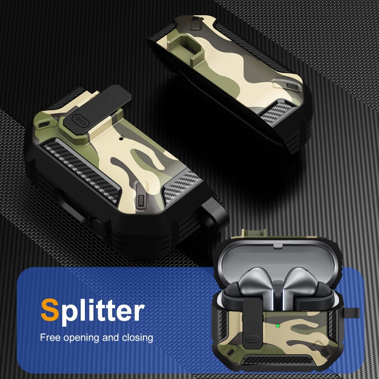 Camouflage Earphone Protective Case with Switch & Hook, For Samsung Galaxy Buds3 / 3 Pro