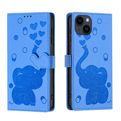 Cartoon Elephant Embossed Leather Phone Case, For iPhone 14 Plus, For iPhone 14, For iPhone 14 Pro, For iPhone 14 Pro Max