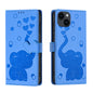 Cartoon Elephant Embossed Leather Phone Case, For iPhone 14 Plus, For iPhone 14, For iPhone 14 Pro, For iPhone 14 Pro Max