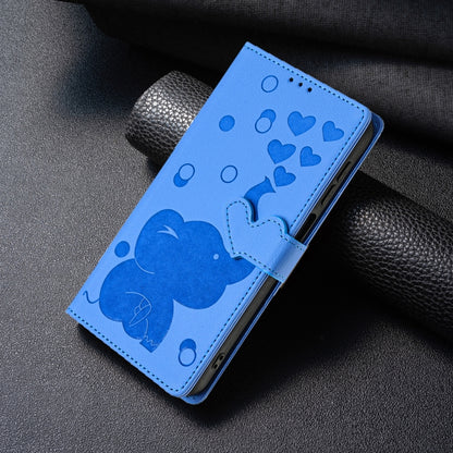 Cartoon Elephant Embossed Leather Phone Case, For iPhone 14 Plus, For iPhone 14, For iPhone 14 Pro, For iPhone 14 Pro Max