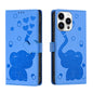 Cartoon Elephant Embossed Leather Phone Case, For iPhone 14 Plus, For iPhone 14, For iPhone 14 Pro, For iPhone 14 Pro Max