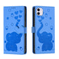Cartoon Elephant Embossed Leather Phone Case, For iPhone 11, For iPhone 11 Pro, For iPhone X / XS, For iPhone XR