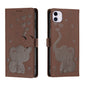 Cartoon Elephant Embossed Leather Phone Case, For iPhone 11, For iPhone 11 Pro, For iPhone X / XS, For iPhone XR