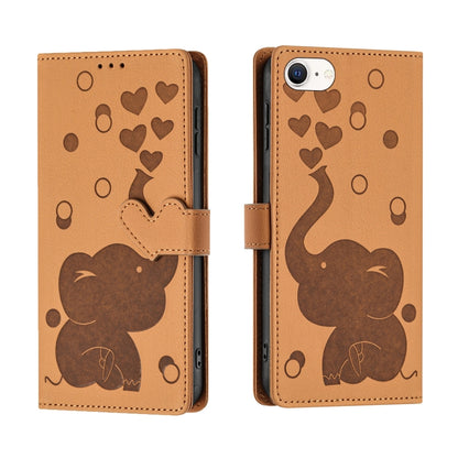 Cartoon Elephant Embossed Leather Phone Case, For iPhone SE 2022 / 2020, For iPhone 13 Pro Max, For iPhone 13 Pro, For iPhone 13