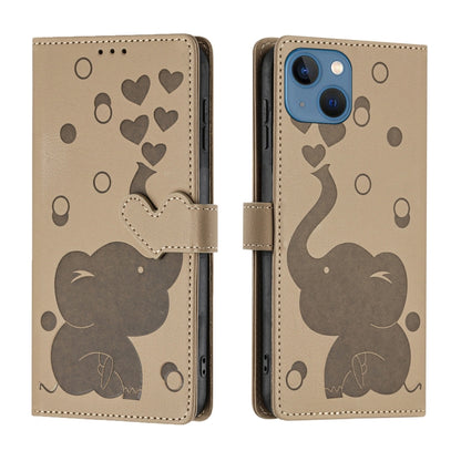 Cartoon Elephant Embossed Leather Phone Case, For iPhone 13 mini / 12 mini, For iPhone 12 / 12 Pro, For iPhone 12 Pro Max, For iPhone 11 Pro Max
