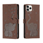 Cartoon Elephant Embossed Leather Phone Case, For iPhone 13 mini / 12 mini, For iPhone 12 / 12 Pro, For iPhone 12 Pro Max, For iPhone 11 Pro Max