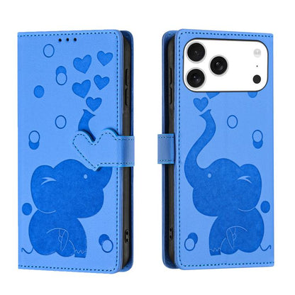 Cartoon Elephant Embossed Leather Phone Case, For iPhone 18 Pro / 17 Pro, For iPhone 18 Pro Max / 17 Pro Max, For iPhone 17, For iPhone 17 Air