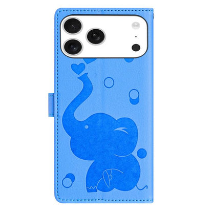 Cartoon Elephant Embossed Leather Phone Case, For iPhone 18 Pro / 17 Pro, For iPhone 18 Pro Max / 17 Pro Max, For iPhone 17, For iPhone 17 Air