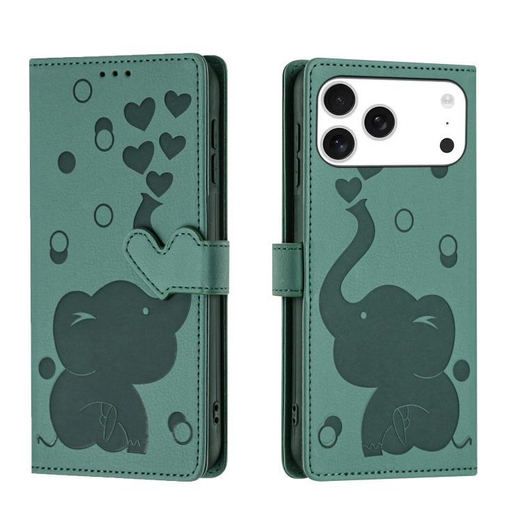 Cartoon Elephant Embossed Leather Phone Case, For iPhone 18 Pro / 17 Pro, For iPhone 18 Pro Max / 17 Pro Max, For iPhone 17, For iPhone 17 Air