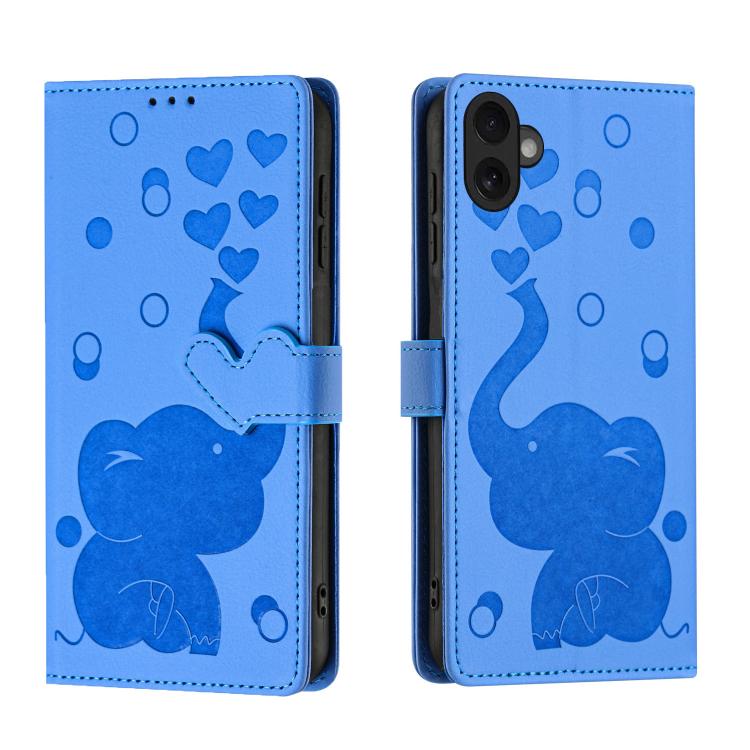Cartoon Elephant Embossed Leather Phone Case, For iPhone 18 Pro / 17 Pro, For iPhone 18 Pro Max / 17 Pro Max, For iPhone 17, For iPhone 17 Air