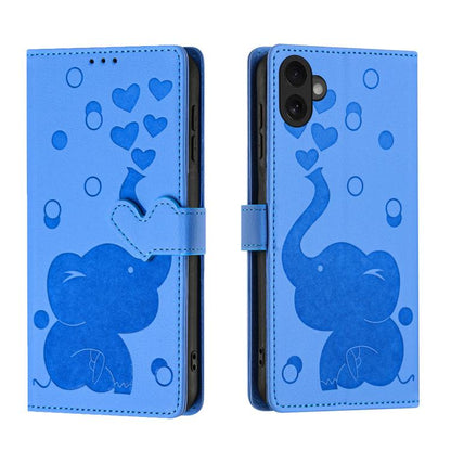 Cartoon Elephant Embossed Leather Phone Case, For iPhone 18 Pro / 17 Pro, For iPhone 18 Pro Max / 17 Pro Max, For iPhone 17, For iPhone 17 Air