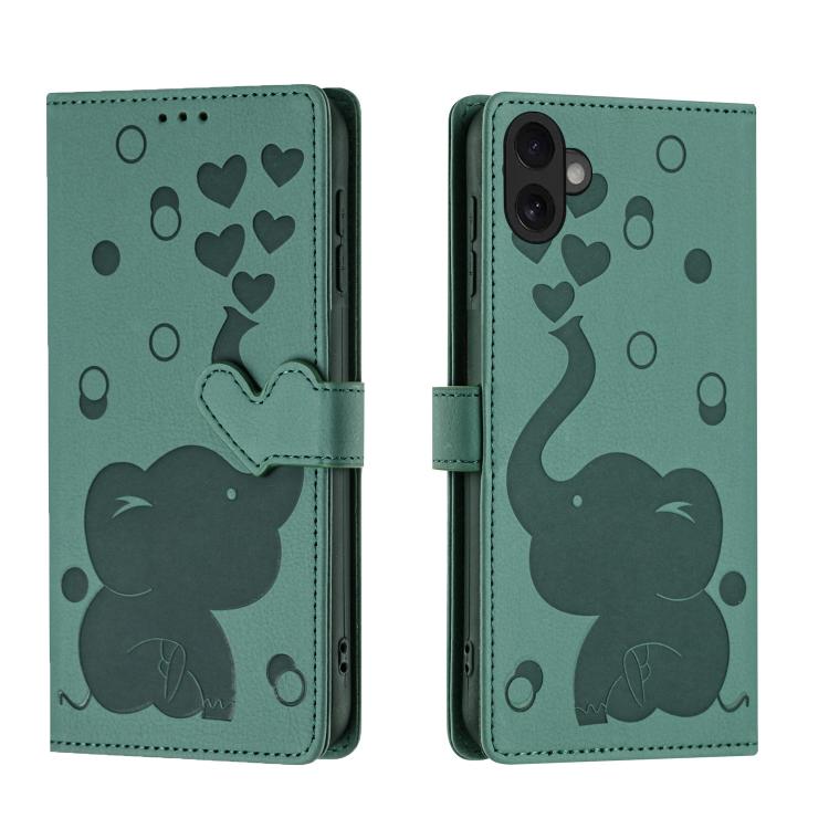 Cartoon Elephant Embossed Leather Phone Case, For iPhone 18 Pro / 17 Pro, For iPhone 18 Pro Max / 17 Pro Max, For iPhone 17, For iPhone 17 Air