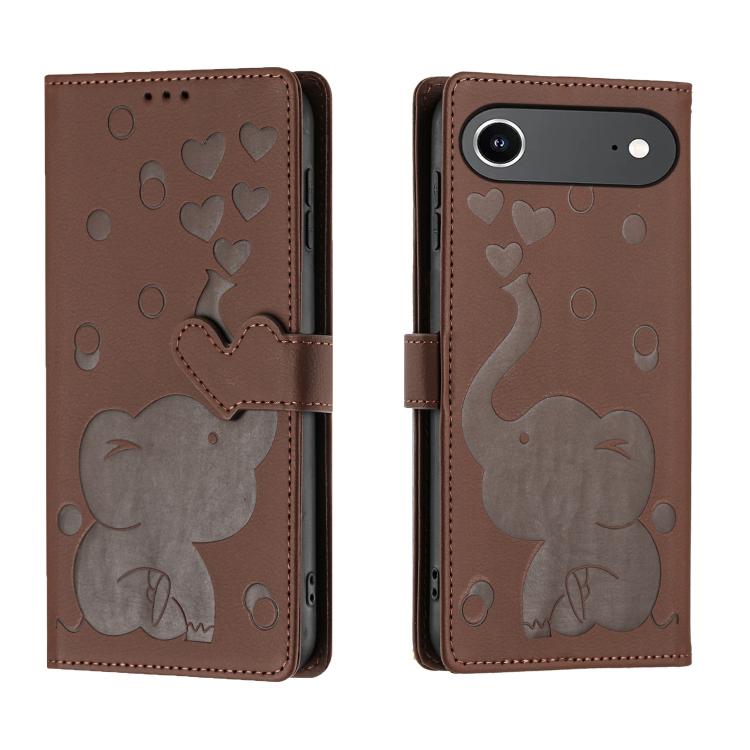 Cartoon Elephant Embossed Leather Phone Case, For iPhone 18 Pro / 17 Pro, For iPhone 18 Pro Max / 17 Pro Max, For iPhone 17, For iPhone 17 Air