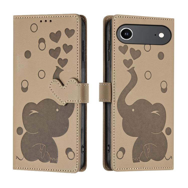 Cartoon Elephant Embossed Leather Phone Case, For iPhone 18 Pro / 17 Pro, For iPhone 18 Pro Max / 17 Pro Max, For iPhone 17, For iPhone 17 Air
