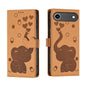 Cartoon Elephant Embossed Leather Phone Case, For iPhone 17 Pro Max, For iPhone 17 Pro, For iPhone 17, For iPhone Air