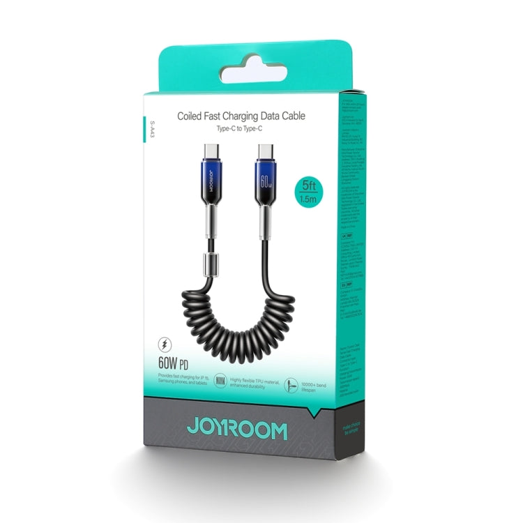 JOYROOM S-A43 60W USB-C / Type-C to USB-C / Type-C Coiled Fast Charging Data Cable, Type-C to Type-C