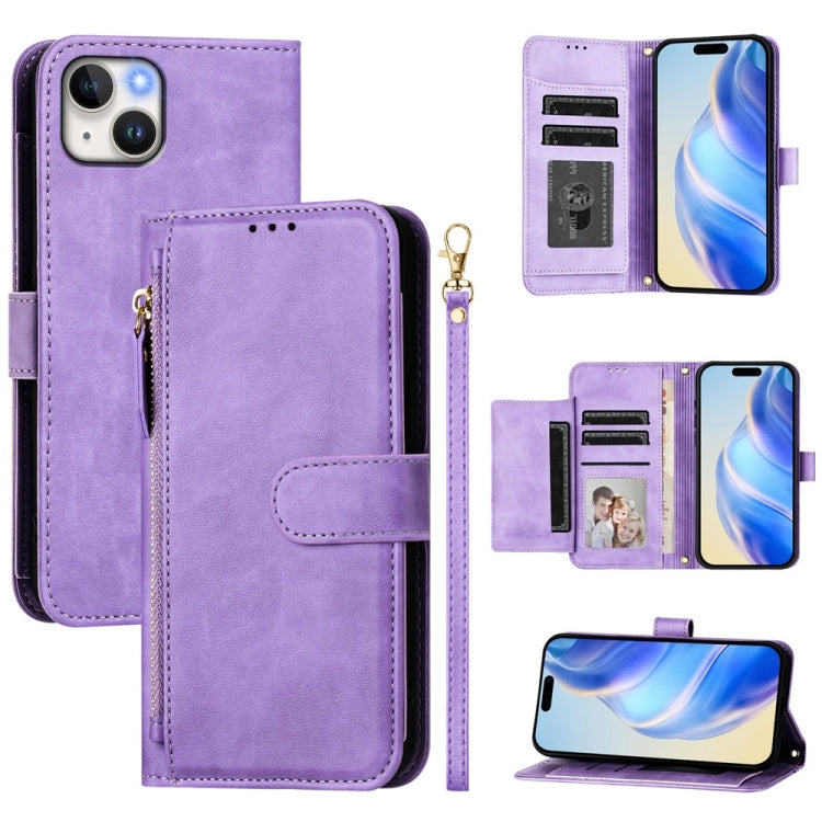 Multi-Card Slots Zipper Wallet Leather Phone Case