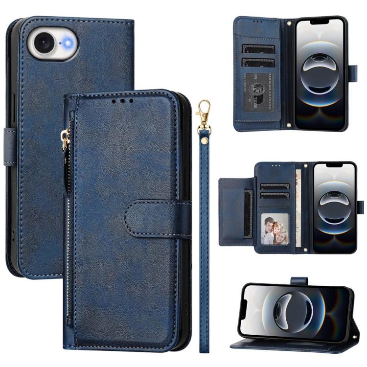 Multi-Card Slots Zipper Wallet Leather Phone Case, For iPhone 18 Pro / 17 Pro, For iPhone 18 Pro Max / 17 Pro Max, For iPhone 17e / 16e, For iPhone 17