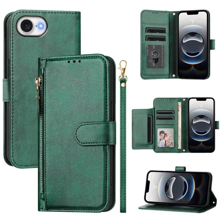 Multi-Card Slots Zipper Wallet Leather Phone Case, For iPhone 18 Pro / 17 Pro, For iPhone 18 Pro Max / 17 Pro Max, For iPhone 17e / 16e, For iPhone 17