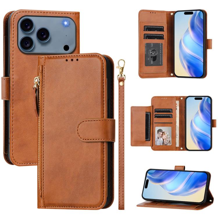 Multi-Card Slots Zipper Wallet Leather Phone Case