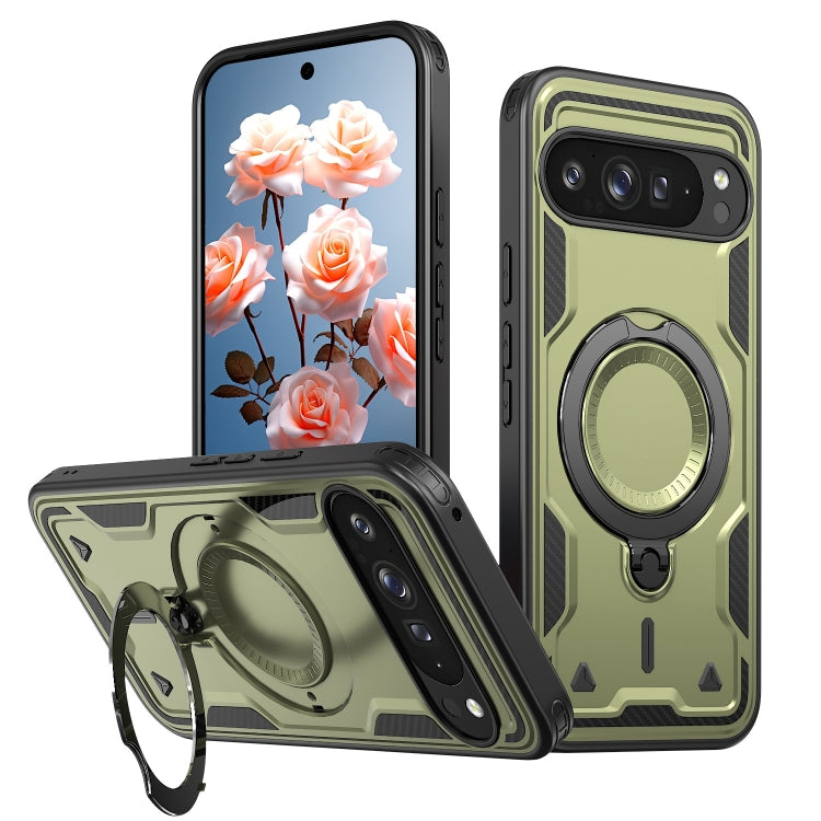 PC Hybrid TPU Armor MagSafe Ring Holder Phone Case, For Google Pixel 9 Pro XL, For Google Pixel 9 / 9 Pro