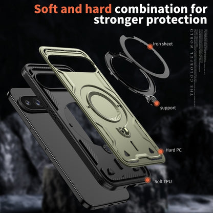 PC Hybrid TPU Armor MagSafe Ring Holder Phone Case, For Google Pixel 9 Pro XL, For Google Pixel 9 / 9 Pro