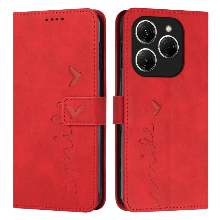 Skin Feel Heart Embossed Leather Phone Case, For Tecno Spark Go 1, For Tecno Spark 30C, For Tecno Spark 20 Pro 5G