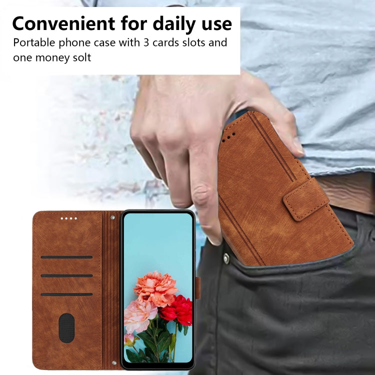 Skin Feel Stripe Pattern Leather Phone Case