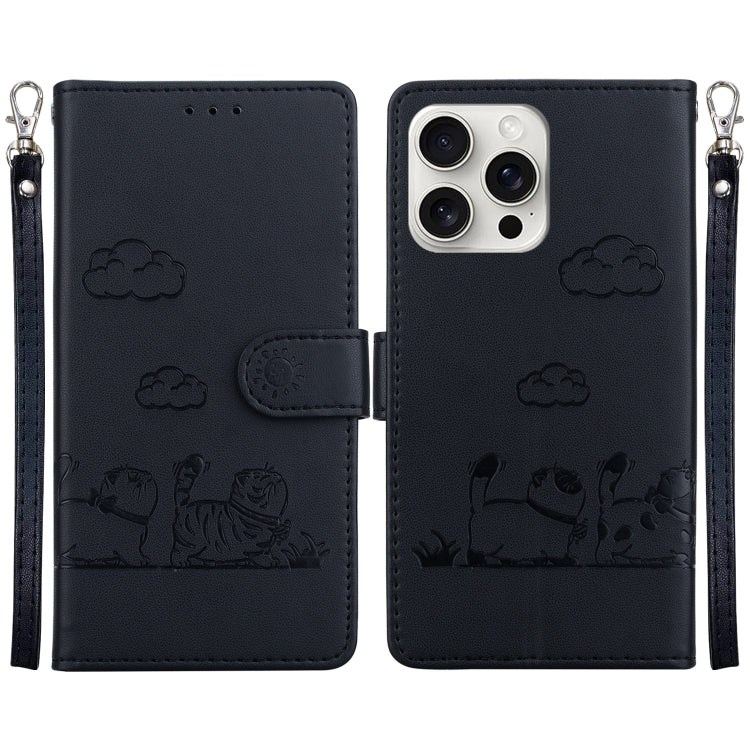 Cute Cats RFID Leather Phone Case, For iPhone Air, For iPhone 16 Pro Max, For iPhone 16 Pro, For iPhone 16 Plus