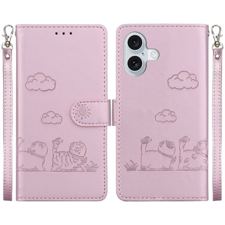 Cute Cats RFID Leather Phone Case, For iPhone Air, For iPhone 16 Pro Max, For iPhone 16 Pro, For iPhone 16 Plus