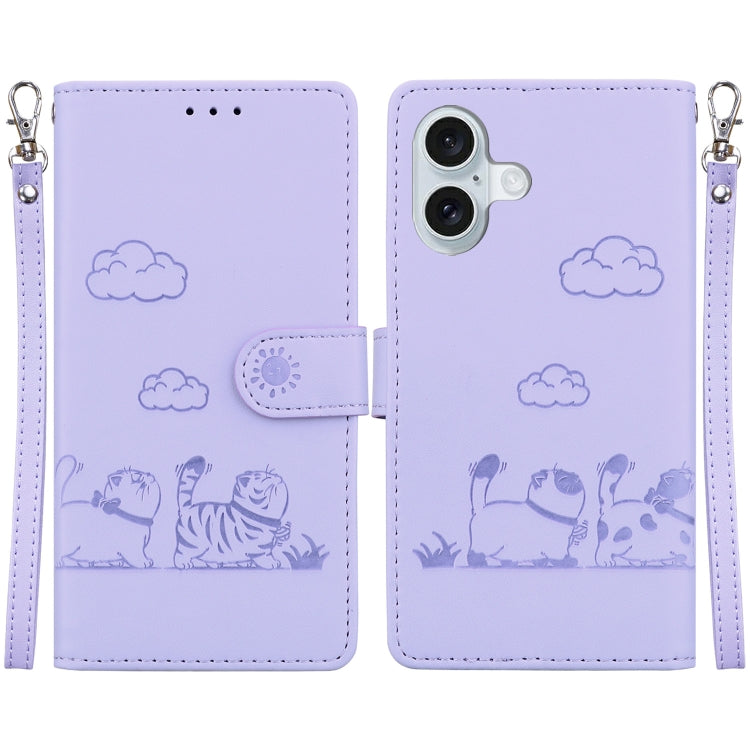 Cute Cats RFID Leather Phone Case, For iPhone Air, For iPhone 16 Pro Max, For iPhone 16 Pro, For iPhone 16 Plus