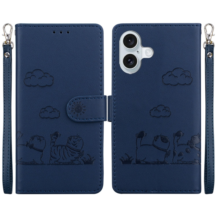 Cute Cats RFID Leather Phone Case, For iPhone Air, For iPhone 16 Pro Max, For iPhone 16 Pro, For iPhone 16 Plus