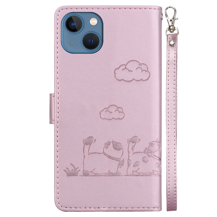 Cute Cats RFID Leather Phone Case, For iPhone 15, For iPhone 14 Plus, For iPhone 14, For iPhone 14 Pro