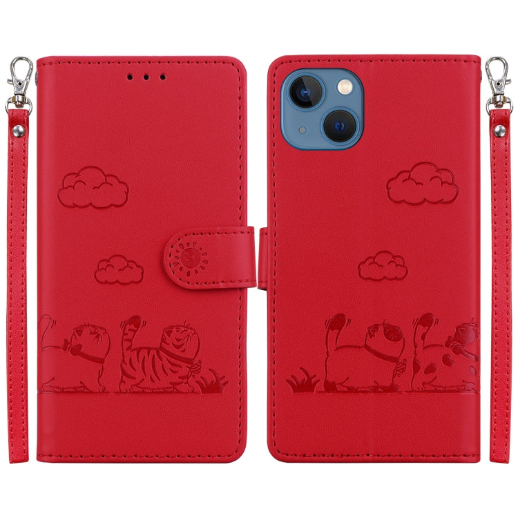 Cute Cats RFID Leather Phone Case, For iPhone 15, For iPhone 14 Plus, For iPhone 14, For iPhone 14 Pro