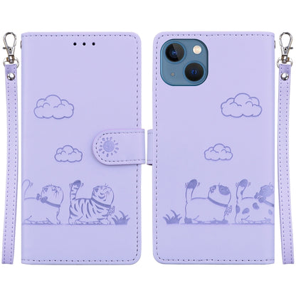 Cute Cats RFID Leather Phone Case, For iPhone 15, For iPhone 14 Plus, For iPhone 14, For iPhone 14 Pro