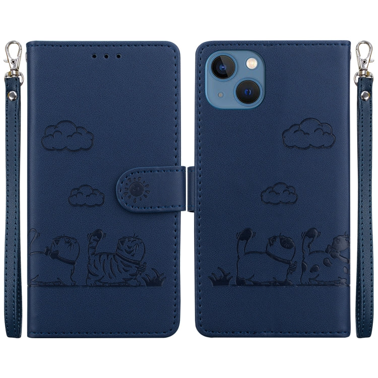 Cute Cats RFID Leather Phone Case, For iPhone 15, For iPhone 14 Plus, For iPhone 14, For iPhone 14 Pro