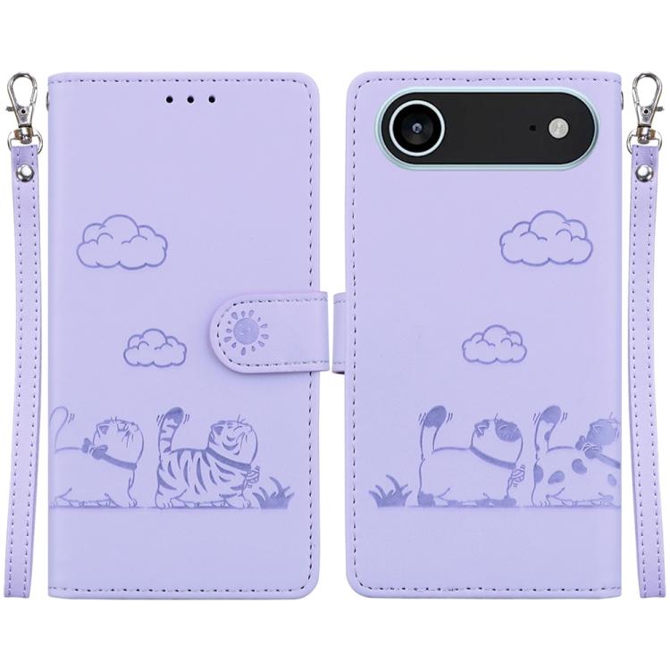 Cute Cats RFID Leather Phone Case, For iPhone Air, For iPhone 16 Pro Max, For iPhone 16 Pro, For iPhone 16 Plus