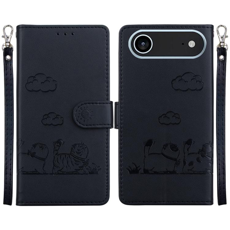 Cute Cats RFID Leather Phone Case, For iPhone Air, For iPhone 16 Pro Max, For iPhone 16 Pro, For iPhone 16 Plus