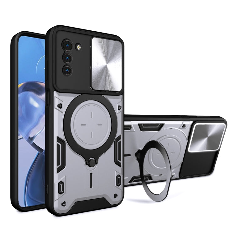 CD Texture Sliding Camshield Magnetic Holder Phone Case