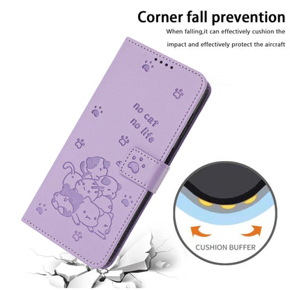 Embossed Kitten Phone Leather Case with Lanyard, For OnePlus Nord N200 5G, For OnePlus Nord N30 SE 5G Global