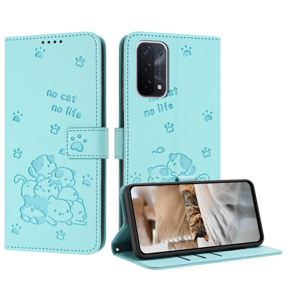 Embossed Kitten Phone Leather Case with Lanyard, For OnePlus Nord N200 5G, For OnePlus Nord N30 SE 5G Global