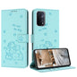Embossed Kitten Phone Leather Case with Lanyard, For OnePlus Nord N200 5G, For OnePlus Nord N30 SE 5G Global