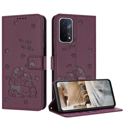 Embossed Kitten Phone Leather Case with Lanyard