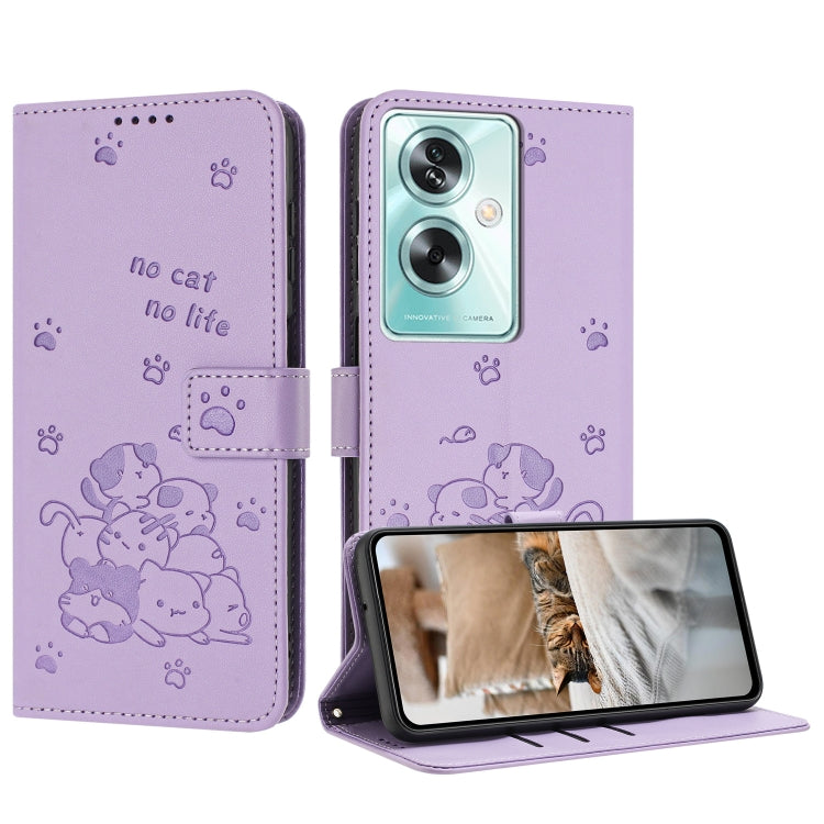 Embossed Kitten Phone Leather Case with Lanyard