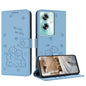 Embossed Kitten Phone Leather Case with Lanyard, For OnePlus Nord N200 5G, For OnePlus Nord N30 SE 5G Global