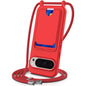 Integrated Card Bag Solid Color Liquid Silicone Phone Case with Lanyard