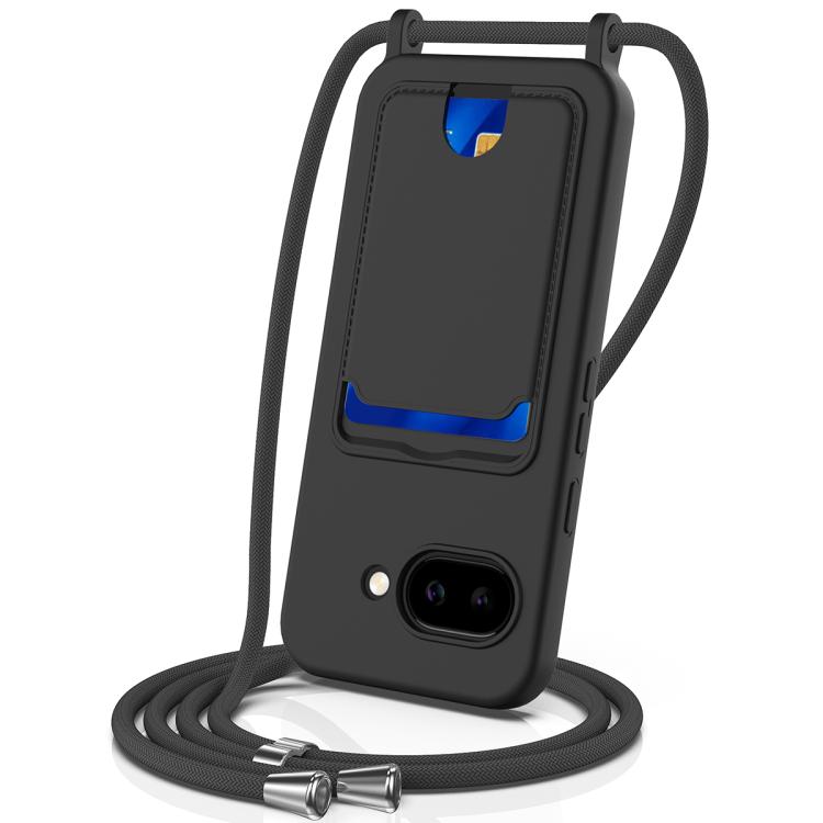 Integrated Card Bag Solid Color Liquid Silicone Phone Case with Lanyard, For Google Pixel 10, For Google Pixel 9a, For Google Pixel 9 Pro XL, For Google Pixel 9 Pro, For Google Pixel 9, For Google Pixel 8a