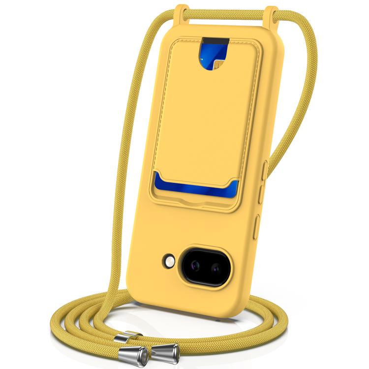 Integrated Card Bag Solid Color Liquid Silicone Phone Case with Lanyard, For Google Pixel 10, For Google Pixel 9a, For Google Pixel 9 Pro XL, For Google Pixel 9 Pro, For Google Pixel 9, For Google Pixel 8a